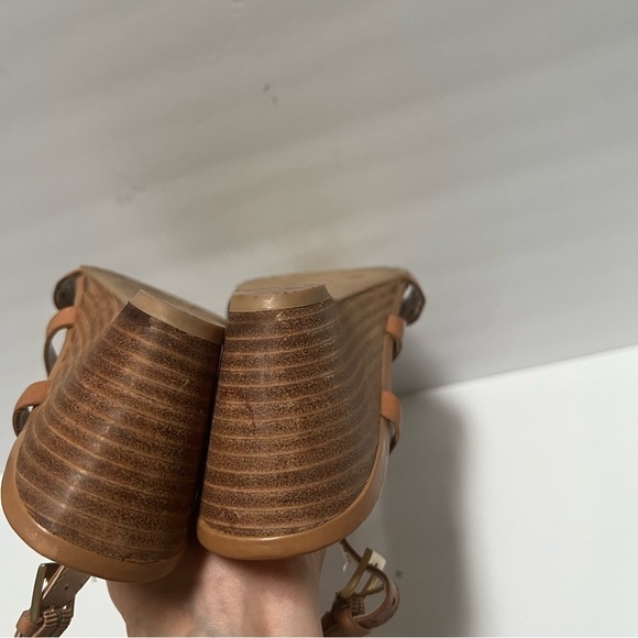 Franco Sarto Women's Perforated Leather Wedge Sandals Heel Sandals Brown size 9 - Picture 8 of 12